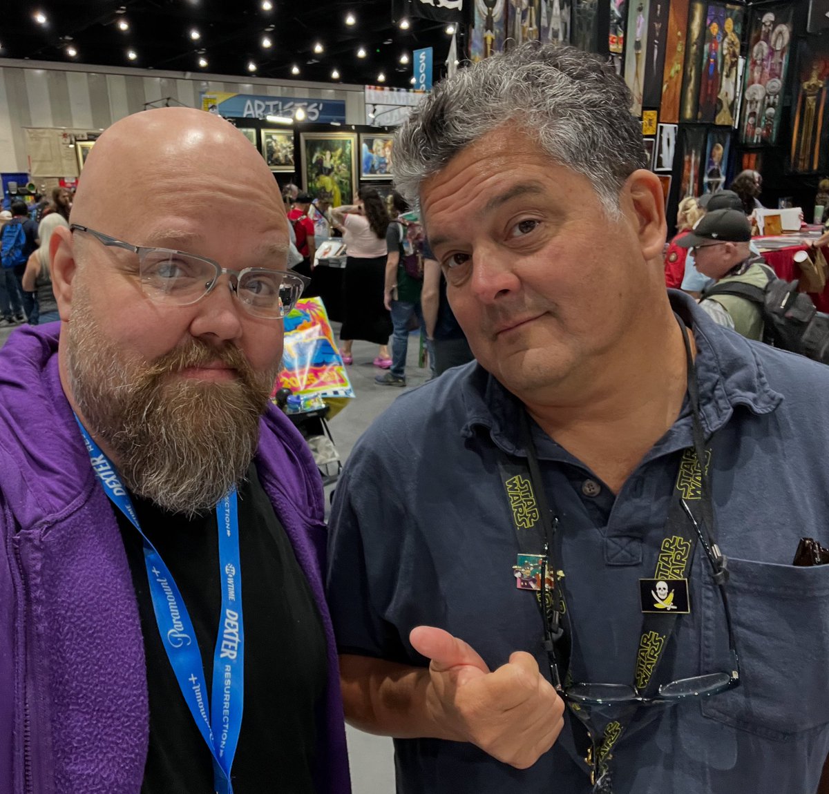 Aaron_Sparrow's tweet image. Now what could WE be up to? (Aside from discussing how this is NOT my best beard?) @silvaniart #SDCC