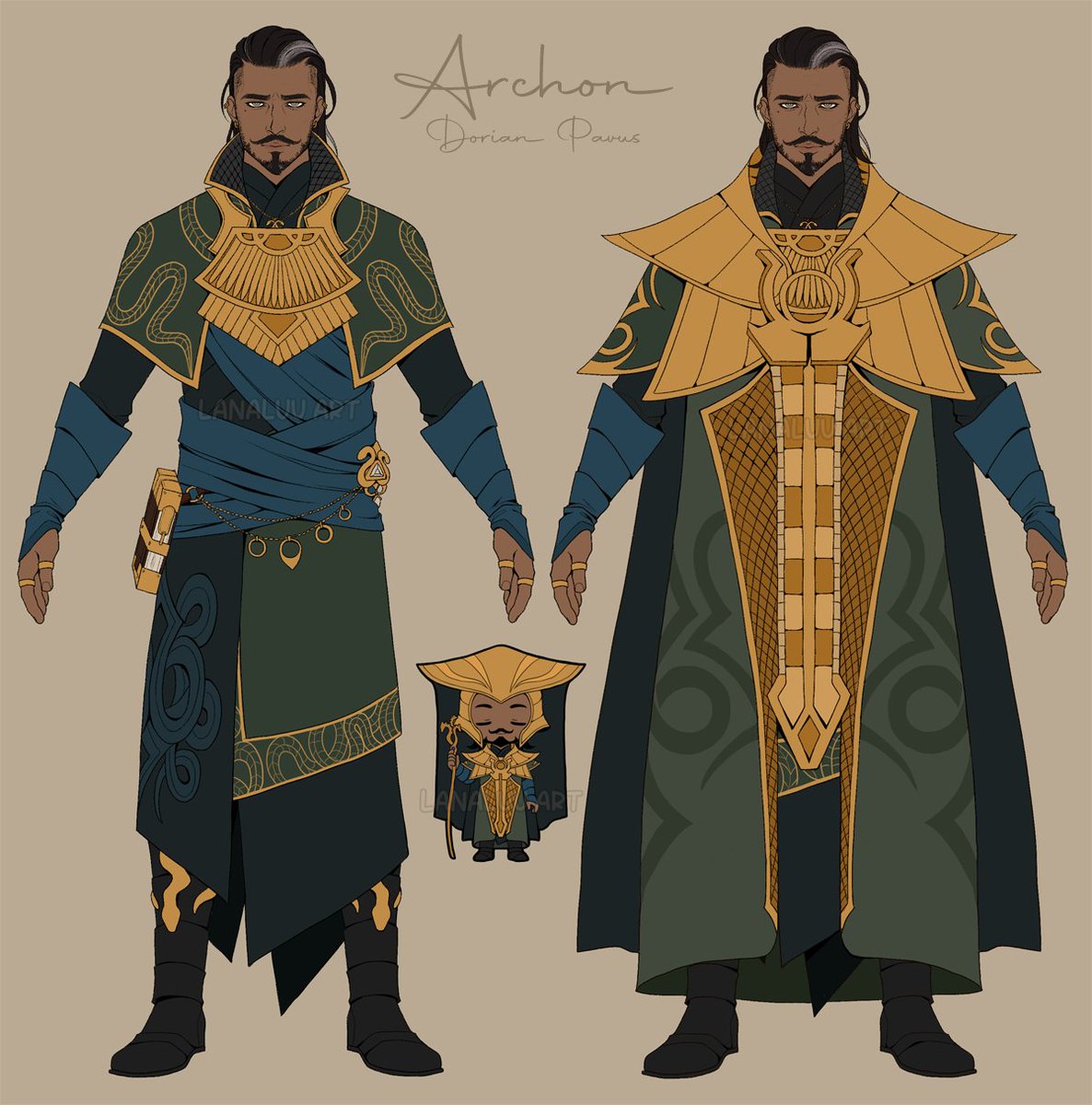 lanavellan's tweet image. Designed his &quot;official&quot; Archon outfit for my world state. 🐍
#DragonAge #DorianPavus