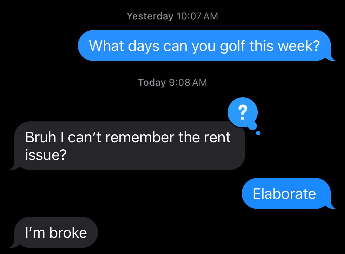 classiccarlson's tweet photo. In a shocking development my unemployed buddy is now broke! https://t.co/ZKyzASKJzc