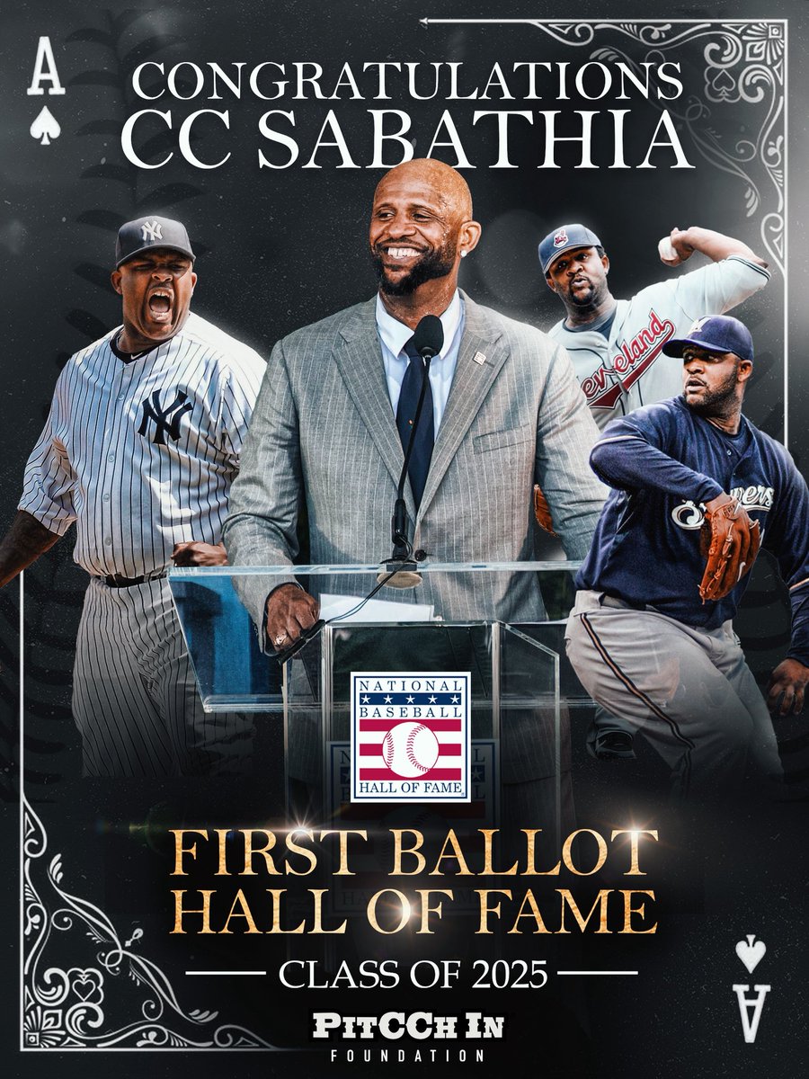 A First Ballot Hall of Fame human and pitcher. Congratulations to our co-founder CC Sabathia on his Class of 2025 induction! #LegaCCy #52in25