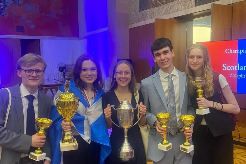 SCOTLAND has won the World Schools Debating Championships in Belgrade.
The team: Sophie Hannigan, Miya Turner, Logan Moss, Callum Hendry and Lena Zielinska – faced New Zealand, Pakistan, England and Qatar along the way before triumphing against Bulgaria in the final.