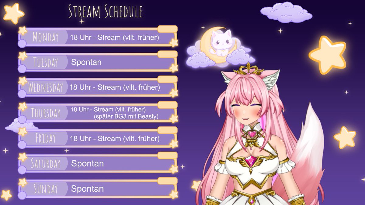 EmylunaVT's tweet photo. Heii meine Lieben, hier ist mein Streamplan für die kommende Woche :3
28.07.2025 - 03.08.2025 https://t.co/xt6cZp9p4X
