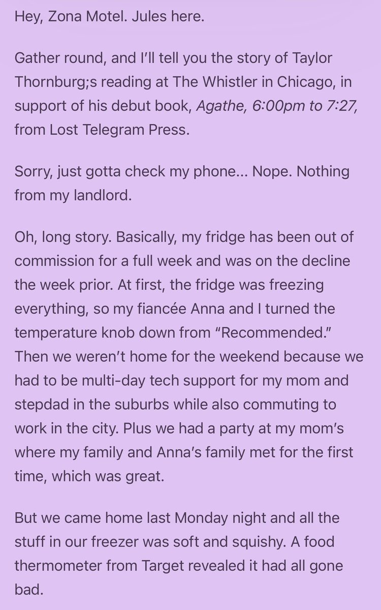 Julián Martinez (@martinezfjulian) on Twitter photo For Zona Motel, I wrote about my fridge’s meltdown, rough times blending with good times and trying to stay present for your friends.
Shoutout Taylor, <a href="/neonpajamas/">Ben Niespodziany ☁️🐋</a> and gang, <a href="/malsmart/">Mallory Smart</a> for tapping me to cover this in my own, struggling way! For Zona Motel, I wrote about my fridge’s meltdown, rough times blending with good times and trying to stay present for your friends.
Shoutout Taylor, <a href="/neonpajamas/">Ben Niespodziany ☁️🐋</a> and gang, <a href="/malsmart/">Mallory Smart</a> for tapping me to cover this in my own, struggling way!