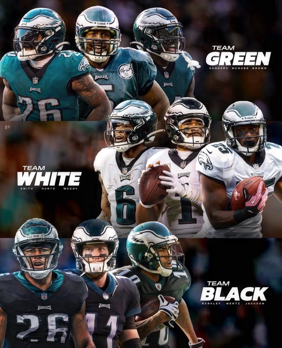 SleeperEagles's tweet image. Which Eagles team are you picking?
I’ll start: Team Green
(Via @pheaglescentral)