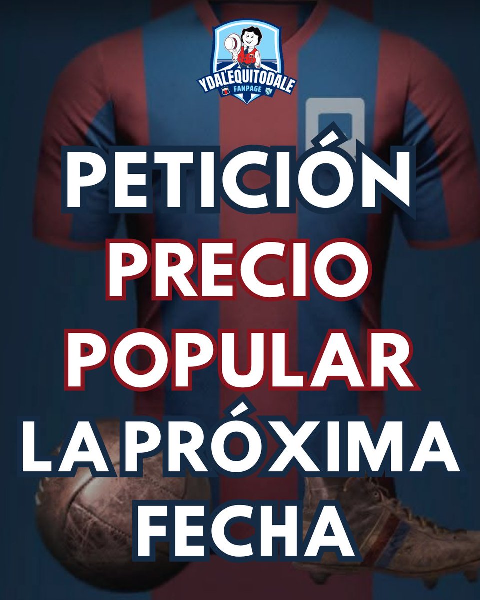 💪🏻VAMOS TODOS POR FAVOR💙❤

⚽Hemos jugado tres fechas de visitante, y hemos demostrado estar ahí, al menos los de siempre 

🫂 Queremos hacerle una petición a la dirigencia: que el próximo partido el valor de la entrada, sea un precio popular

😉 En este momento consideramos: