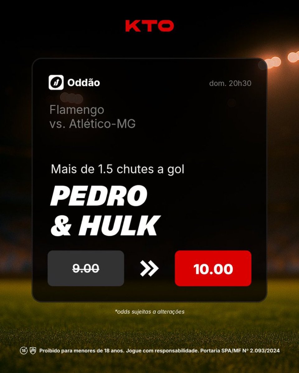 criadocurry's tweet image. ODD 10 na @KTO_brasil 

Para Hulk e Pedro chutarem 2x no gol 👀

▶️ kto.bet.br/criadocurry