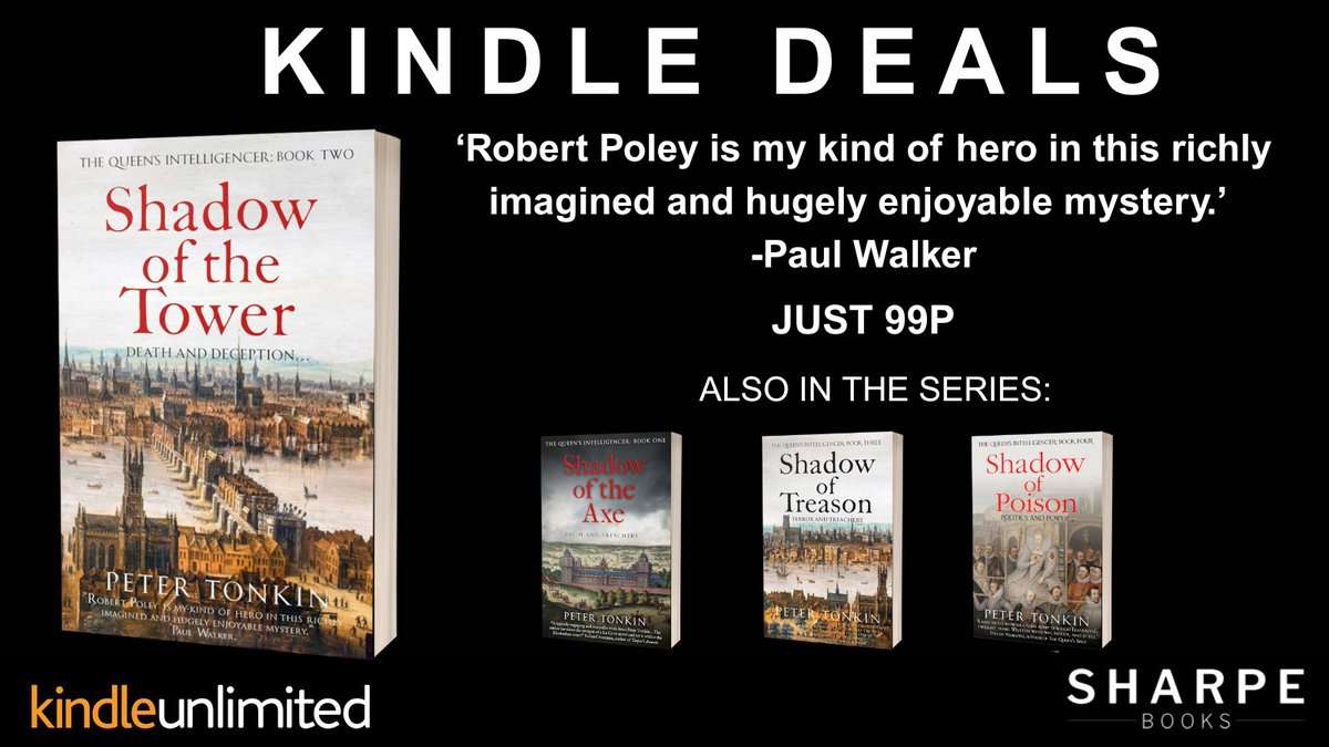 #KindleDeals
#99p Shadow of the Tower, by <a href="/petertonkin50/">Peter Tonkin</a>

‘Robert Poley is my kind of hero in this richly imagined and hugely enjoyable mystery.’

amazon.co.uk/Shadow-Tower-Q…

#crimefiction #tudor #kindleseries