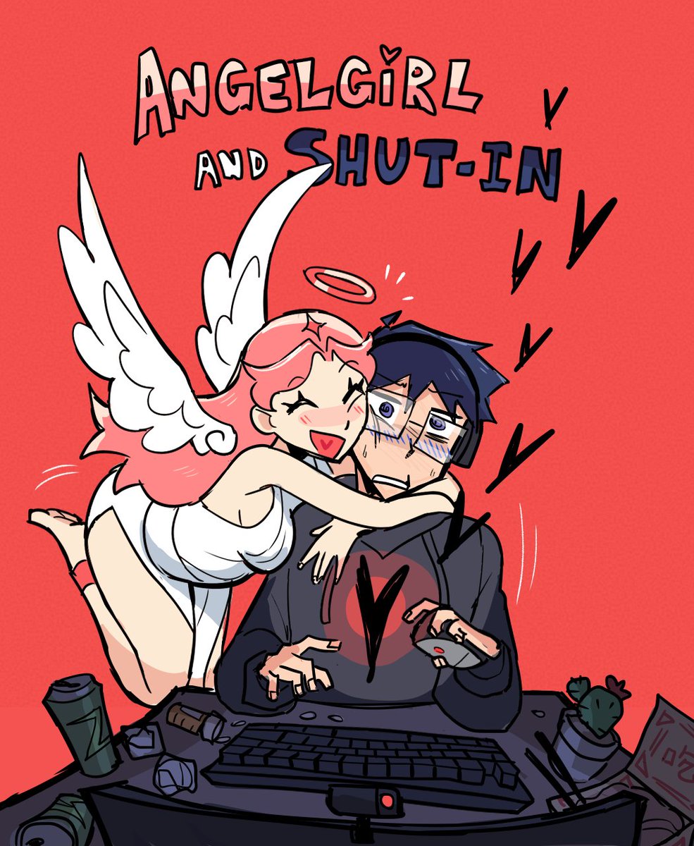 wooshway's tweet photo. mock cover for my Angelgirl comic!! i just think they're cute #ocart https://t.co/NkXcltY2Oq