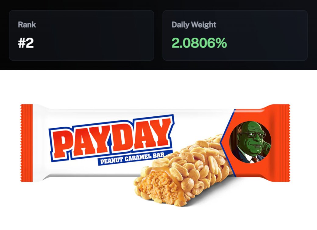 dankerwim's tweet image. the @Vader_AI_ leaderboard has been updated
i climbed back to rank #2
tomorrow is my favorite day of the week because i get to enjoy a delicious Monday PayDay candy bar, courtesy of Vader
when you stake >2.5k $VADER on @Vader_AI_ you are eligible to receive weekly airdrops…