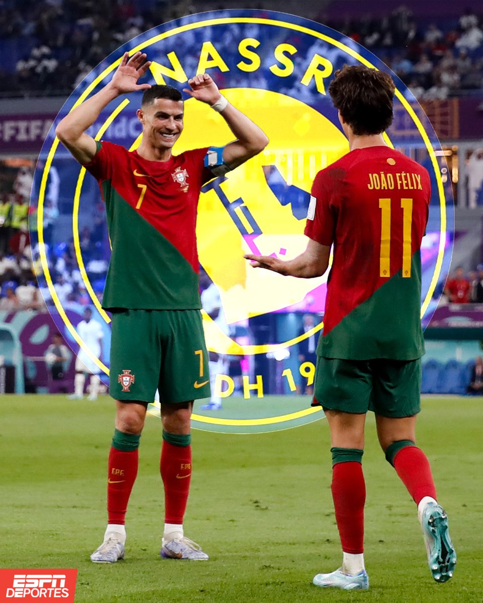 ESPNDeportes's tweet image. La dupla que podríamos ver en el Al-Nassr, Joao Felix con Cristiano Ronaldo. 🔥