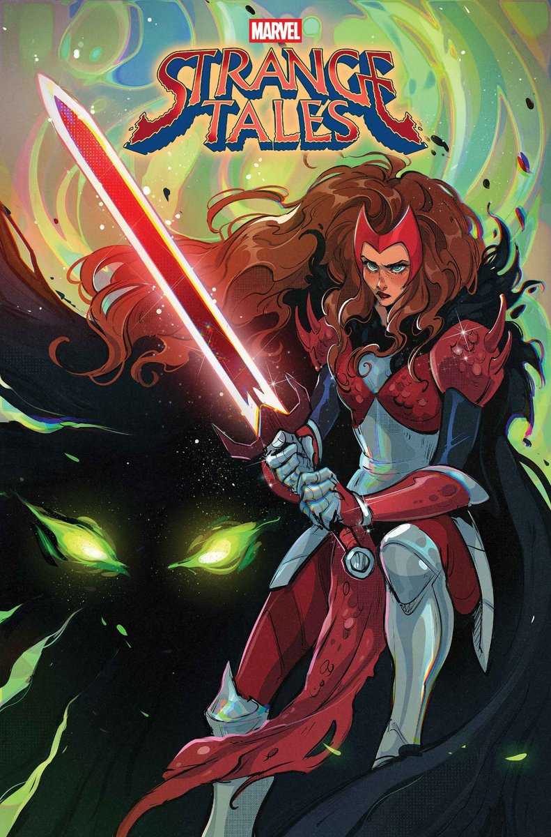 Wanda Maximoff stuns with a sword and armor in Strange Tales #1 variant cover by Gretel Lusky.