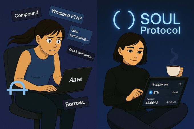 OnchainSenpai's tweet image. Unified collateral pools enable efficient capital flow across protocols & chains.
@0xSoulProtocol offers uniform rates & enhanced features for crypto lending.
Lending, borrowing, adding collateral, or supplying protocols collaborates for seamless capital flow.
This is DeFi.