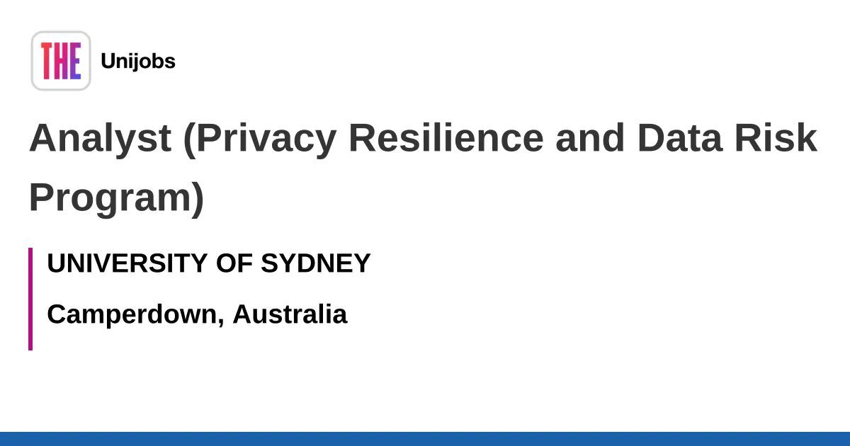 CHASS_Aus's tweet image. **JOB OPP**

Analyst (Privacy Resilience and Data Risk Program)

University of Sydney

Applications close August 10

For details, visit buff.ly/OOAB3Nk