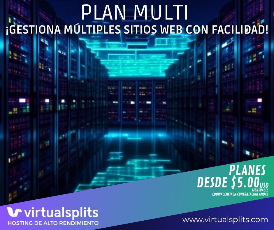 VirtualSplits's tweet image. Controla todos tus sitios web desde un solo panel con los Planes Multidominio de VirtualSplits. Económico, seguro y con soporte 24/7. 
¡Contrata hoy y lleva tu proyecto al siguiente nivel! 
virtualsplits.com/hosting-web-pl…

#HostingWeb #VirtualSplits