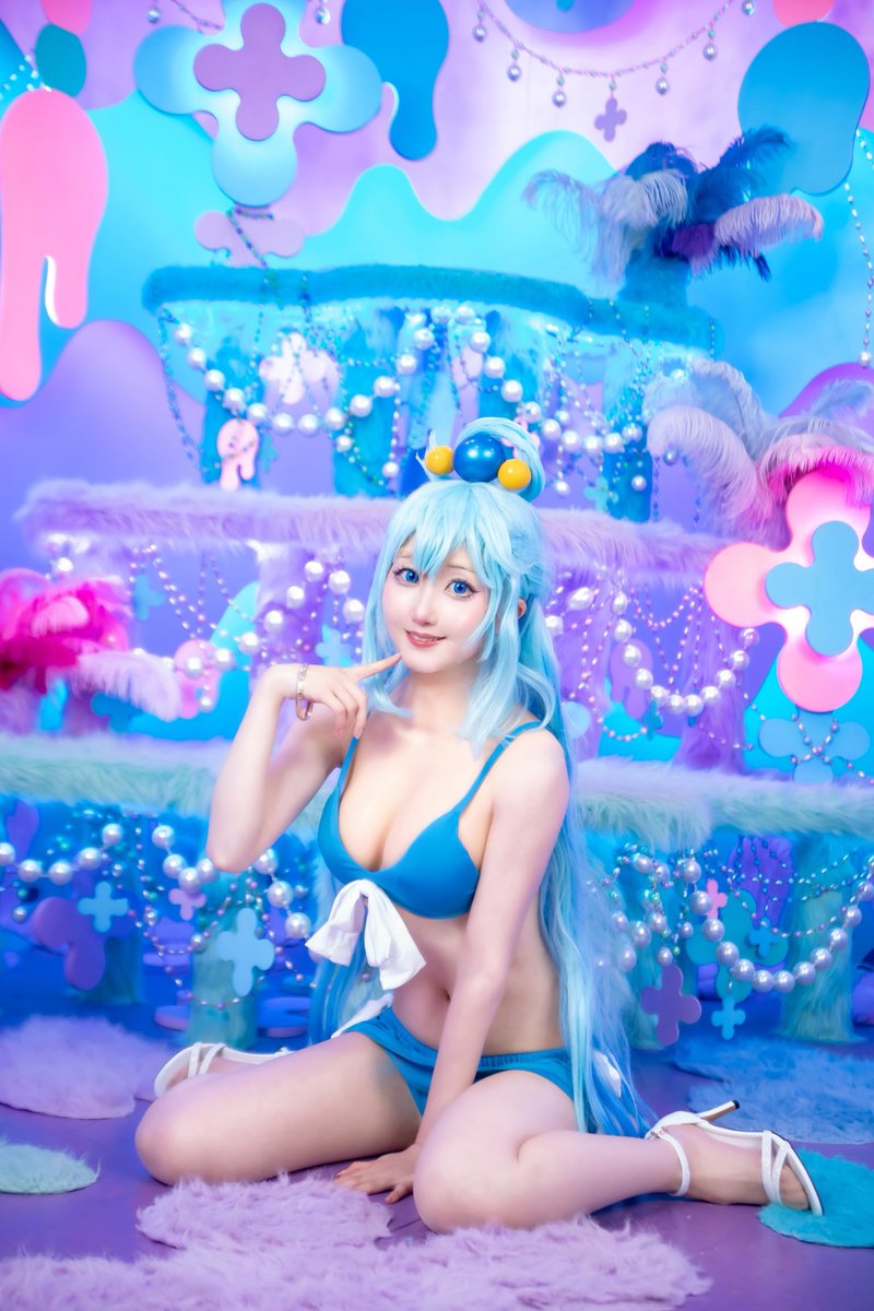 mkringokm's tweet image. 水着の季節じゃーーー！！！

【cosplay】
この素晴らしい世界に祝福を!
アクア
フィギュア衣装🩵

📷@kotetsu_of 様
 #このすば 
 #駄女神りんご
