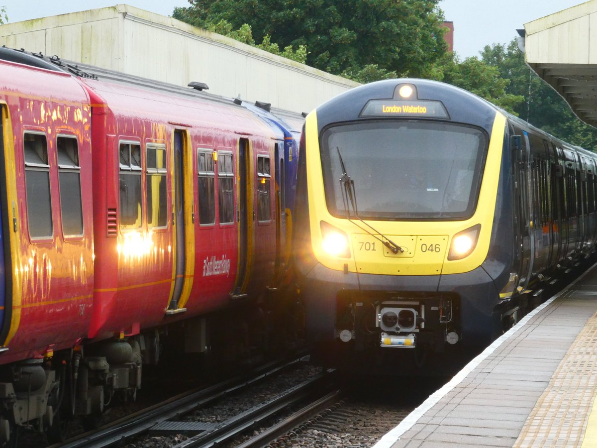 JRailVolunteer's tweet image. South Western Railway 701, 701046 with Great British Railways Coming Soon branding at Earlsfield.