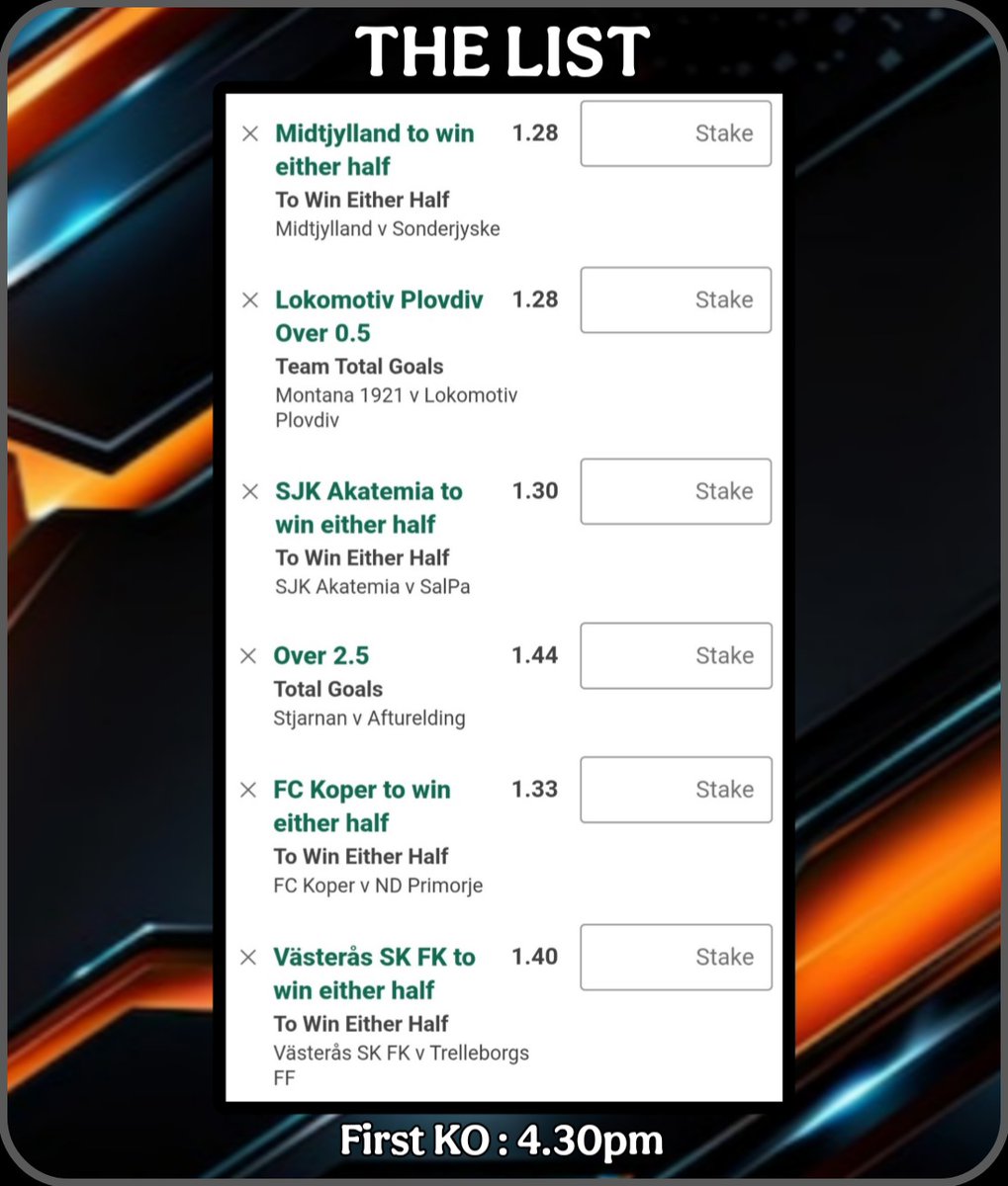 TomWhiteTips's tweet image. THE LIST 📝
First KO : 4.30pm
6 Selections for today that I like, you can pick and choose from the list to make your own bet, all six to win can be found at best odds of 5.79
Denmark 🇩🇰
Bulgaria 🇧🇬
Finland 🇫🇮
Iceland 🇮🇸
Slovenia 🇸🇮
Sweden 🇸🇪