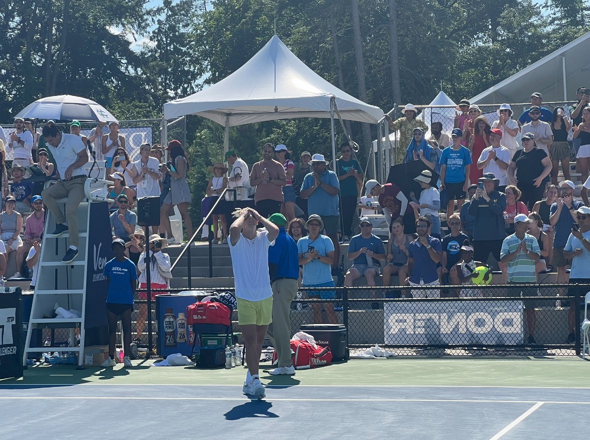 wjrradio's tweet image. What a day at the electrifying Cranbrook Tennis Classic Final between American Andres Martin and Estonian Mark Lajal! Lajal claimed the championship 6–7, 7–5, 7–6. Stay updated at wjr.com. Photo: Gabe Klein ~ WJR