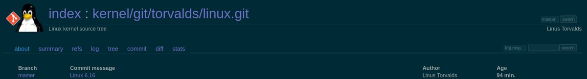 unixbhaskar's tweet image. Well, Linus released Linux Kernel 6.16 ...get it and have fun!

cc: Linus Torvalds  .....thanks,man! 👍

git.kernel.org/pub/scm/linux/…

#linuxkernel #opensourcedevelopment #operatingsystem