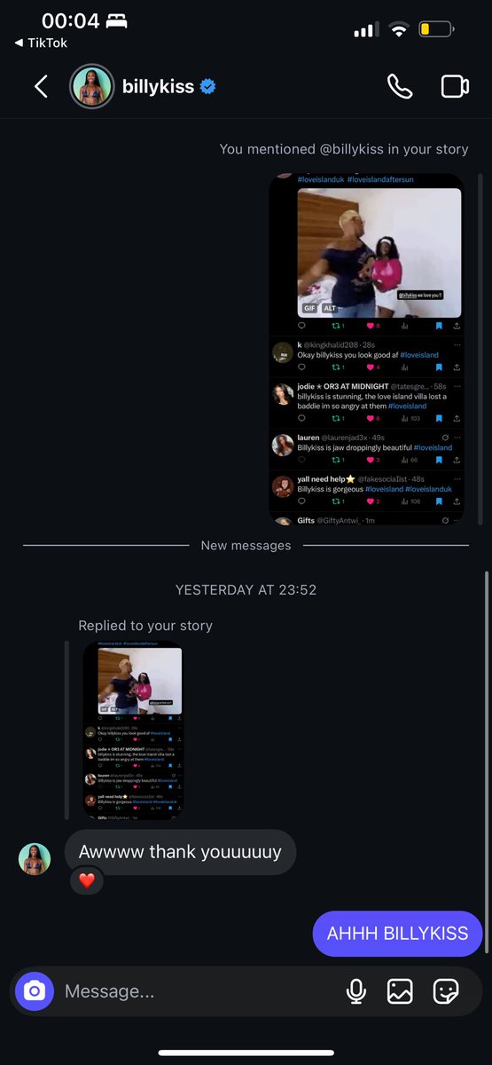scotlyndmac's tweet image. GUESS WHO JUS GOT NOTICED BY BILLYKISS AHHHH #LoveIsland #LoveIslandUK