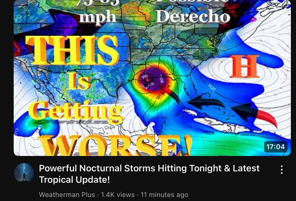 Weatherunited1's tweet image. This is absolutely uncalled for. Good old weatherman plus back to fear mongering a thumbnail showing a hurricane hitting Louisiana when it’s literally a little over two weeks out and makes a special update just for that.
I cannot even begin to fathom why some Youtubers out…