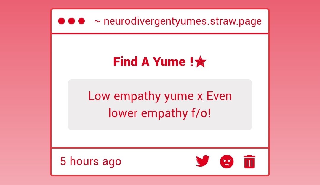 neurodivyume's tweet image. Prompt ✧
" Low empathy yume x Even lower empathy f/o! "