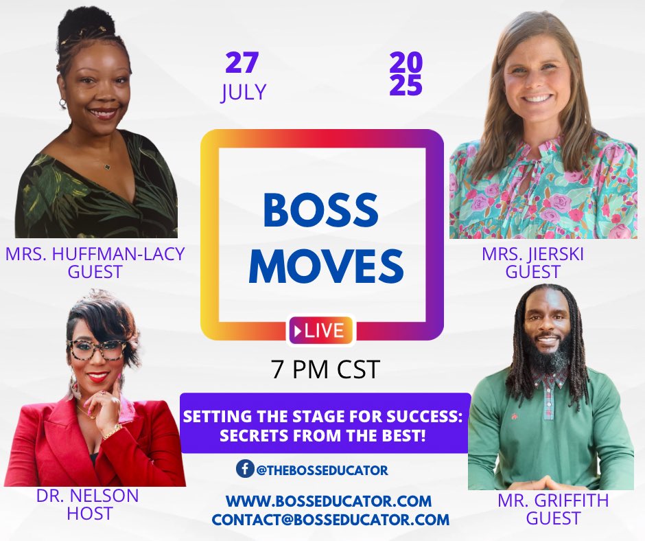 DrLMNelson's tweet image. We are less than an hour away from our next episode of BOSS MOVES!
Grab a cup of tea, something to take notes with, and meet us here at 7 PM CST!