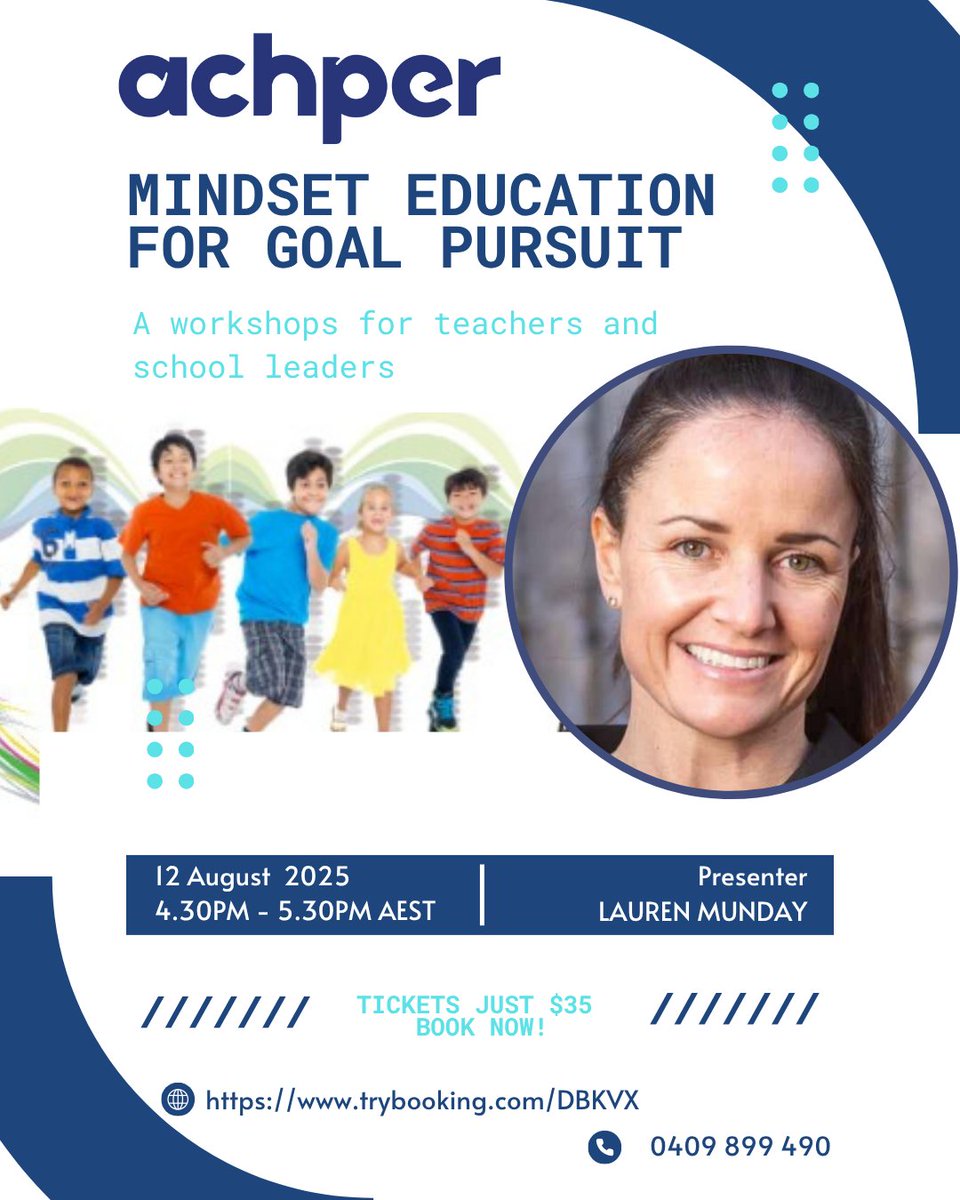 Supporting students in goal pursuit isn't just about setting targets, it's about tacking the mental game. Explore evidence-based approaches to helping students manage workload, assessment pressures and maintain motivation. August 12th, 4.30pm AEST <a href="/ACHPERTAS/">ACHPERTAS</a> <a href="/achperwa/">ACHPERWA</a> <a href="/achpernt/">ACHPER NT</a>