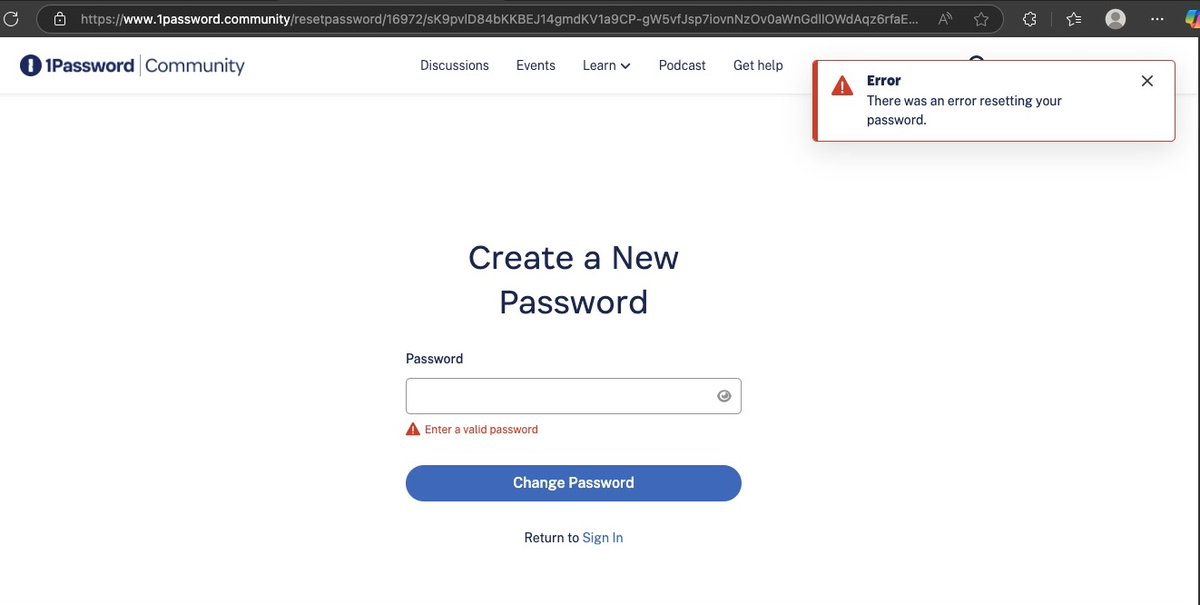 jmassengale's tweet image. Did someone hack @1Password? My account has a very suspicious error message, I cannot sign into the Community Forum, and I get no response from tech support.