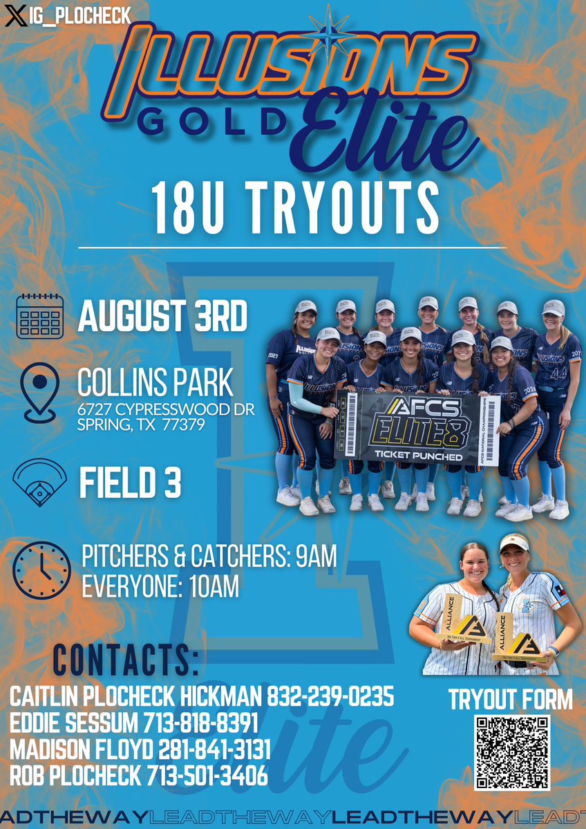 If you are ready to join an organization, that will drive you to compete and develop your skills, Illusions is the place to be.  We don’t go buy players we develop them to be able to play at the next level.

Here is the link to sign up for the tryout:

docs.google.com/forms/d/13SpGx…