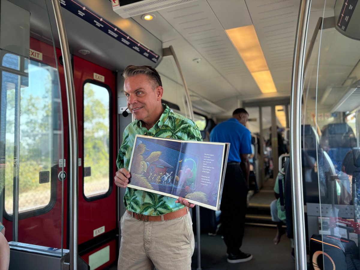 MichaelDCrainFW's tweet photo. All aboard the imagination express! 🚂📚 Thrilled to be guest reader on the @TrinityMetro #StorytimeTrain, sharing “Steam Train, Dream Train” with little conductors and big dreamers. Yes—I can read! (And rhyme, too!) Thanks for the memories, @CityofFortWorth! #ICanRead #KeepFortWorthFun @michaeldcrain