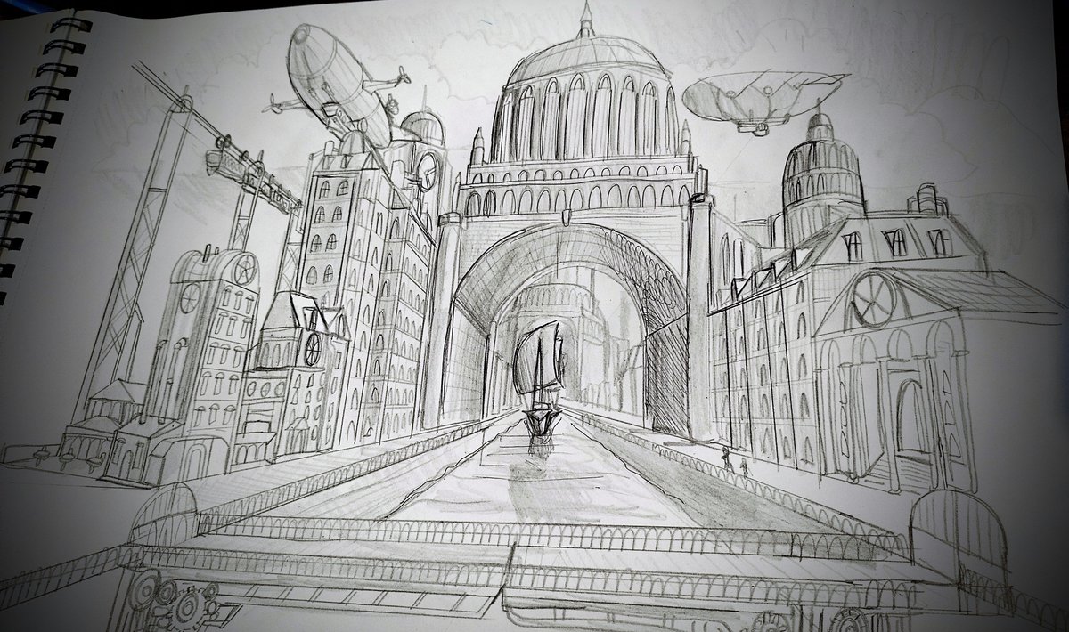 City pencil sketch
#steampunk