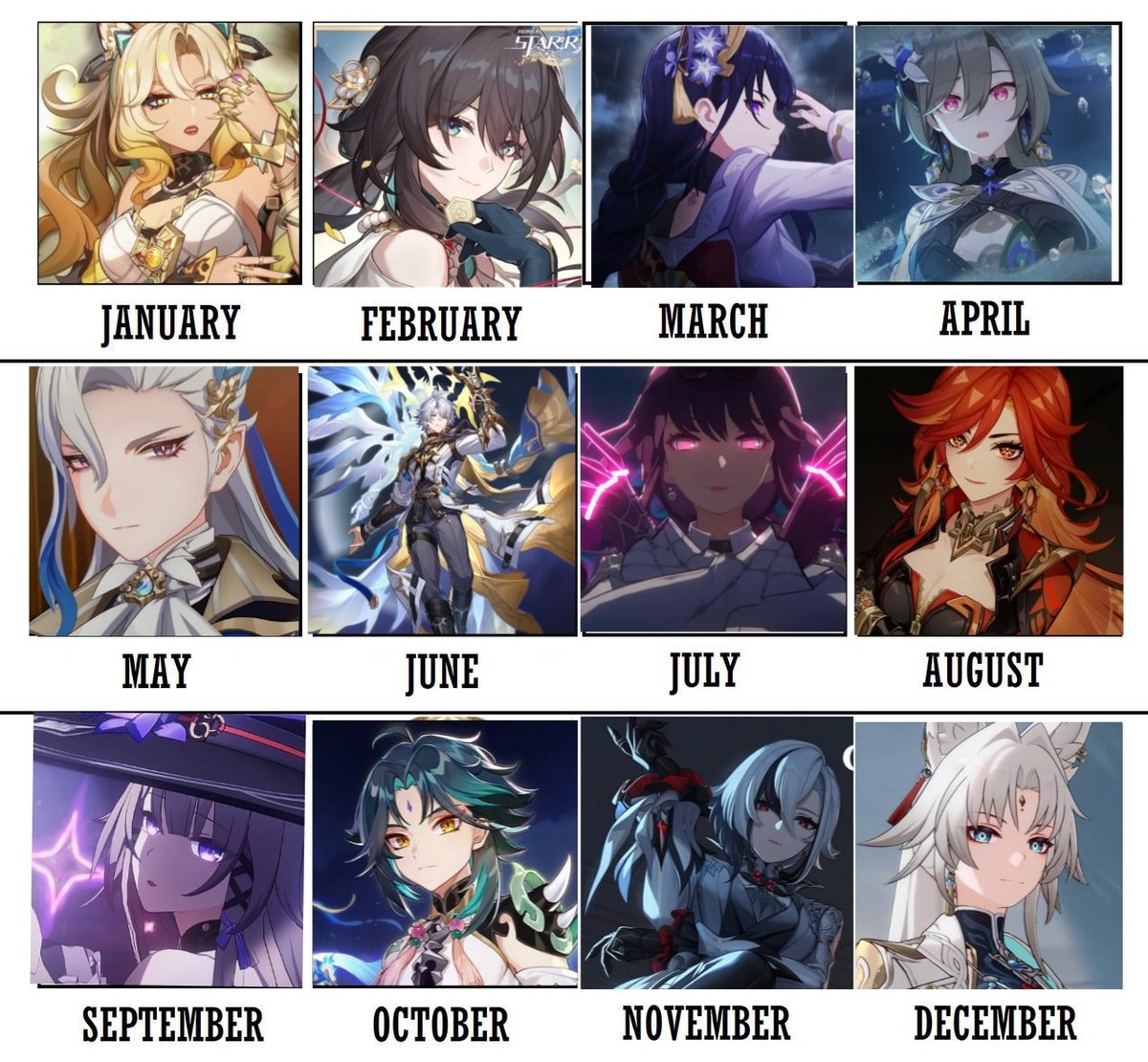 CEOofMav's tweet image. your bday month = one of my favourite characters
(mostly hsr, genshin, but theres also vita from hi3 who i love a lot) i hope i didnt forget anyone