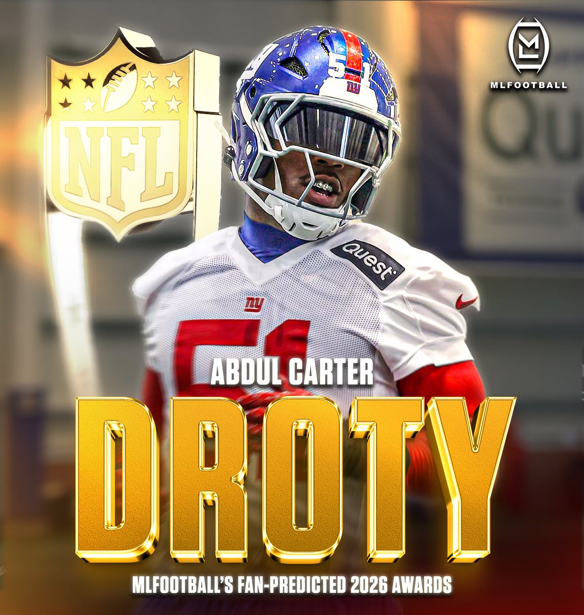 🚨BREAKING: #GIANTS OLB ABDUL CARTER HAS WON THE FAN VOTE AS THE PREDICTED WINNER OF THE 2026 #NFL DEFENSIVE ROOKIE OF THE YEAR AWARD.

Thousands of fans voted across all major social media platforms.