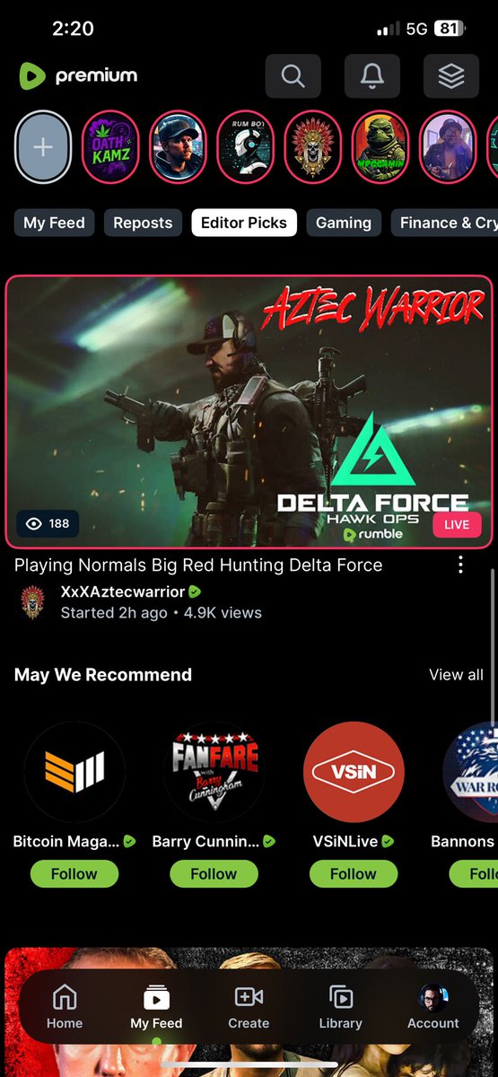 Let’s go <a href="/XAztecwarrior/">XxXAztecwarrior</a> got on the Editors Pick <a href="/GamingOnRumble/">Gaming on Rumble 🏴‍☠️</a>