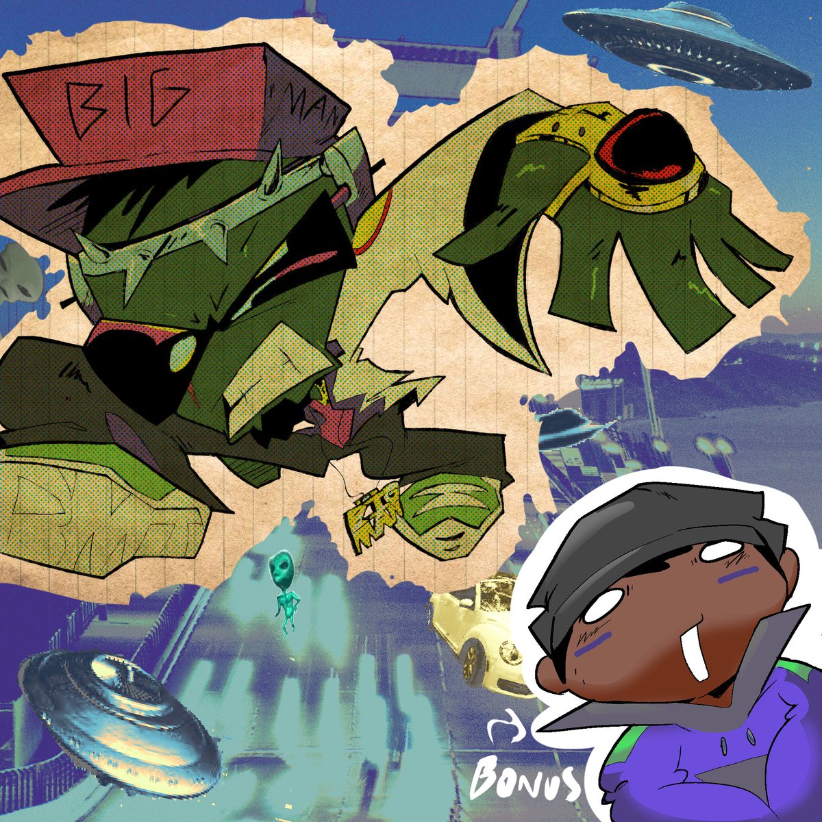 ReptileDoodler's tweet image. coverart for @MrFunnieman's latest track newgrounds.com/audio/listen/1…
#art #big #drawing #man #coverart #tings #alien #newgrounds #bigmantings