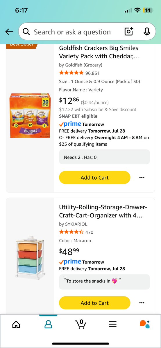 BeckyKurkowski's tweet image. I am blown away by all the support on our snack list today! This is currently all that’s left 🥳
amazon.com/hz/wishlist/ls…
