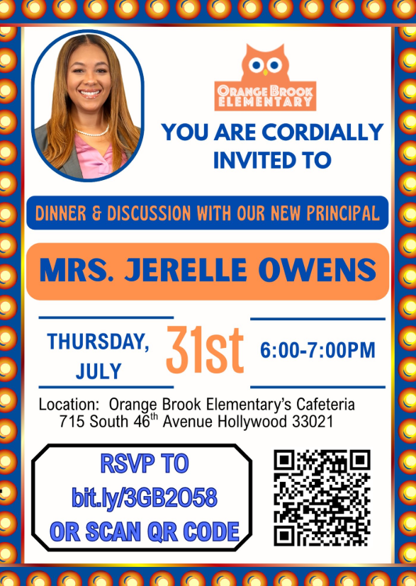 Principal Owens is excited to meet you over dinner this Thursday at 6 PM. Looking forward to a great evening together!