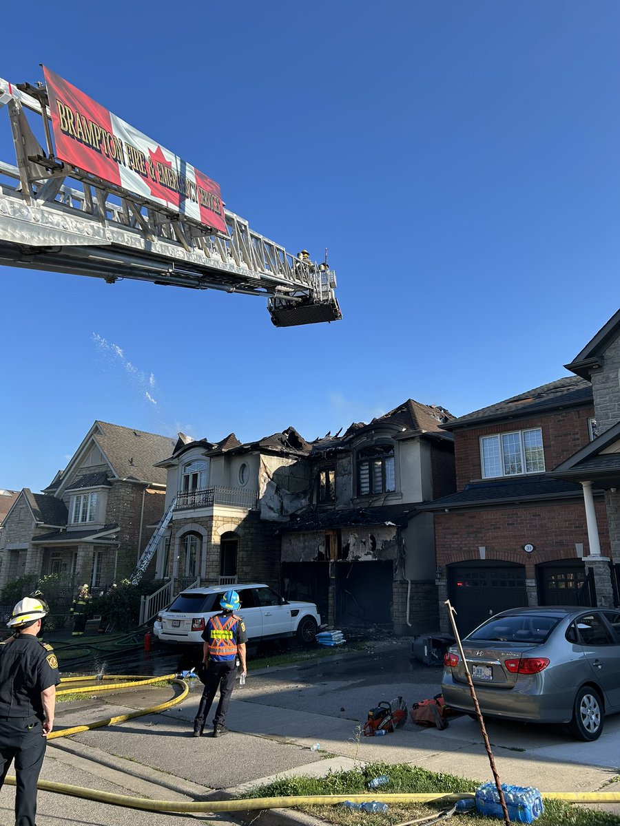 UPDATE: The fire is presently under control and primary searches have been completed. There has been one resident and one firefighter transported to hospital. We will be remaining on scene continuing overhaul operations. Please continue to avoid the area. <a href="/murdoch_r/">R Murdoch</a> <a href="/BPFFA1068/">Brampton PFFA</a>