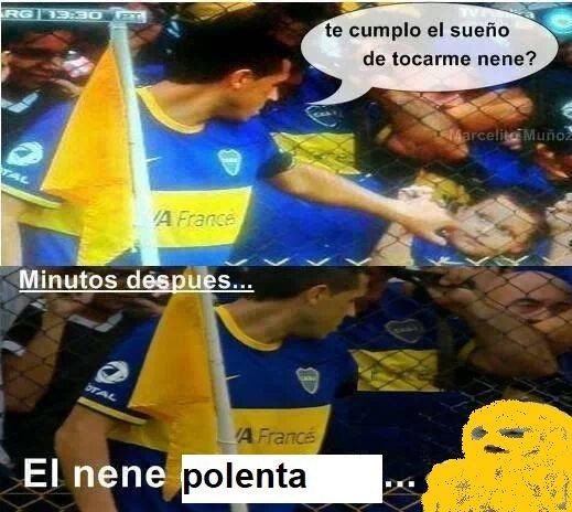 ElMichalito's tweet image. Nada que ver con Riquelme y Boca actualmente pero el meme del nene polenta es el mejor meme de la historia del futbol Argentino