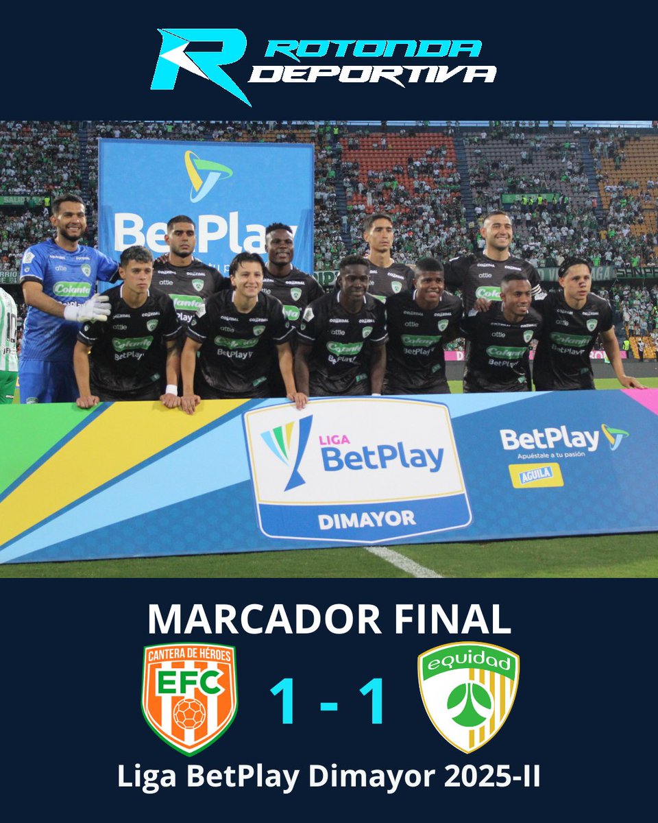 ¡Sigue sumando! ⚽

Con gol de Manuel Mónaco, La Equidad <a href="/Equidadfutbol/">Club Deportivo La Equidad</a> igualó 1-1 con Envigado FC de visitante por la Fecha 4 de la Liga BetPlay Dimayor 2025-II. Con el nuevo técnico Diego Merino, el 'Verde Capitalino' llegó a cinco unidades en la tabla.