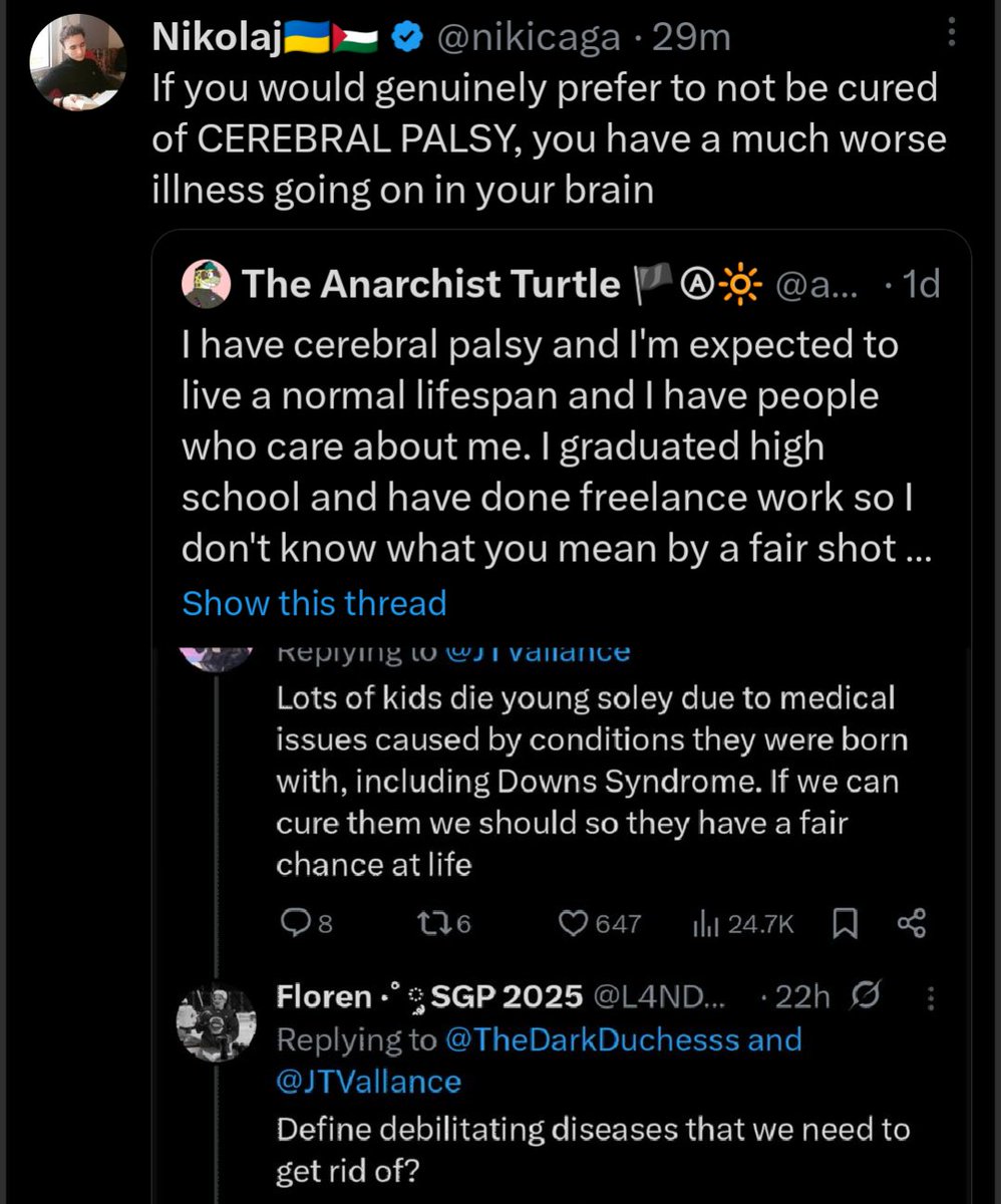 Hot take but I don't think this is the proper response to a disabled person sharing their personal perspective on a topic