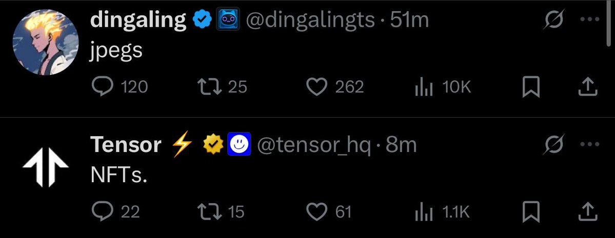 0itsali0's tweet image. Feeling a little generous today, if there’s any upcoming NFT project that needs a boost in followers or would like more eyes on them just reply below and ill pick one at random and make an early alpha call.
non fungible tokens.