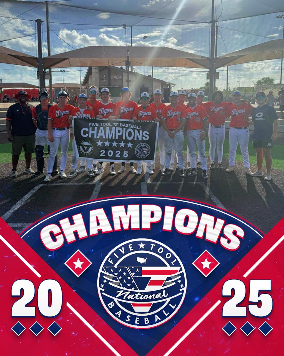 ✭Five Tool Texas✭ (@fivetooltexas) on Twitter photo 🏆CHAMPIONS🏆
Congrats to <a href="/DTigerBaseball/">Dallas Tigers</a> 2026 Cienega/Myles on winning the 17/18U National Division of the <a href="/FiveTool/">Five Tool Baseball</a> Club Championships!
#WatchEm 🏆CHAMPIONS🏆
Congrats to <a href="/DTigerBaseball/">Dallas Tigers</a> 2026 Cienega/Myles on winning the 17/18U National Division of the <a href="/FiveTool/">Five Tool Baseball</a> Club Championships!
#WatchEm