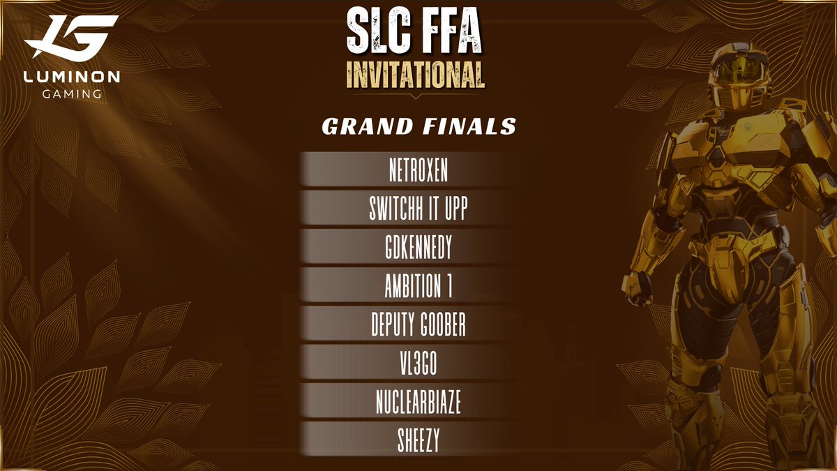 🎯 The SLC FFA Invitational Grand Finals is about to kick off!

The sweatiest top 8 are locked in 🔥
<a href="/Netroxenal/">Blake | Luminon</a> , <a href="/Switchh_It_Upp/">Switchh</a> , <a href="/KyloKenn/">𝑲𝒆𝒏𝒏</a> , <a href="/Ambiti0n_1/">Brandon | Ambition 1</a> , <a href="/stevengoobs/">goober</a> , <a href="/vL3GO_/">3</a>  , <a href="/NuclearBlaze/">🍉 NuclearBlaze 🍉</a> , <a href="/OGSheez/">TEEJ</a> 

Are about to go head-to-head for the crown... and the cash 👑💰

📺