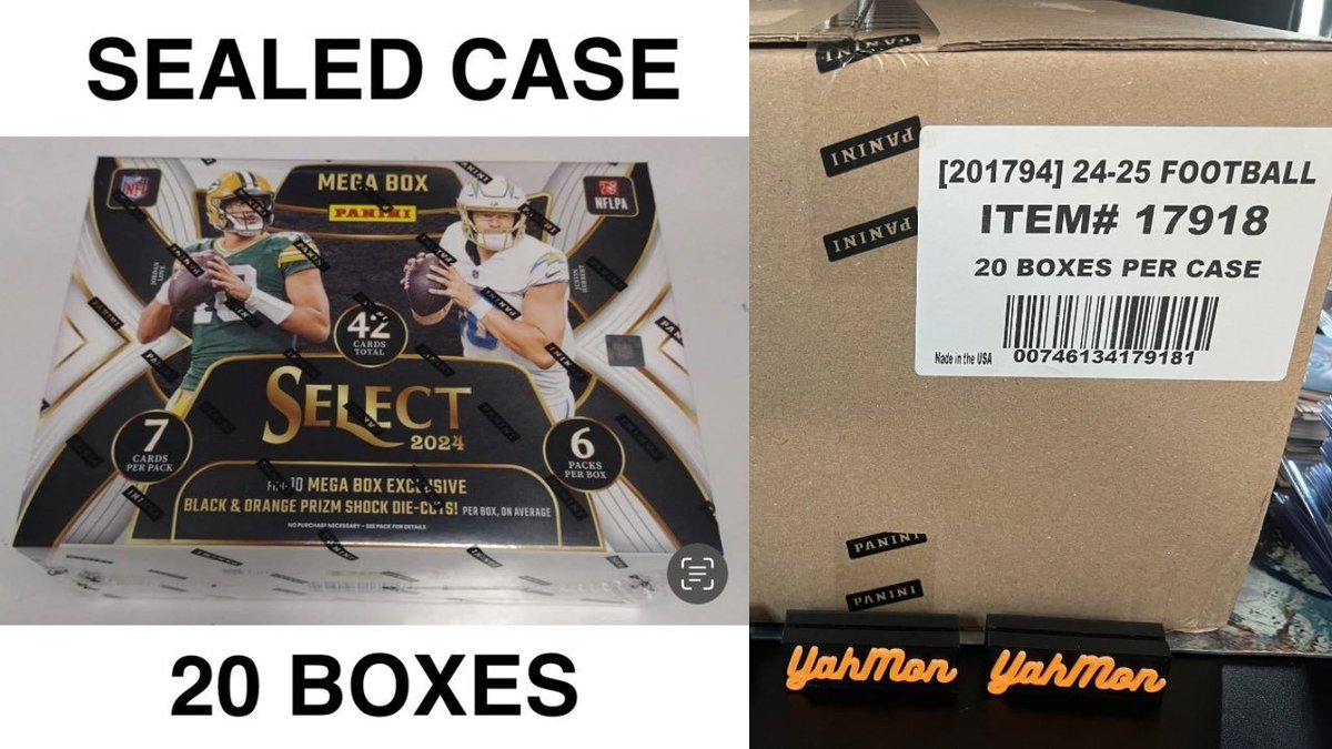 YahMonMLB's tweet image. 🚨NEW CASE BREAK🚨
🏈PYT#1197-
24&apos; Select Hobby Mega Sealed Case (20 boxes)
Exclusive Black/Orange Shock parallels
+ 10 #&apos;d parallels guaranteed!
Zebra 🦓  chase &amp;amp; more!
#thehobby @HobbyUnlimited