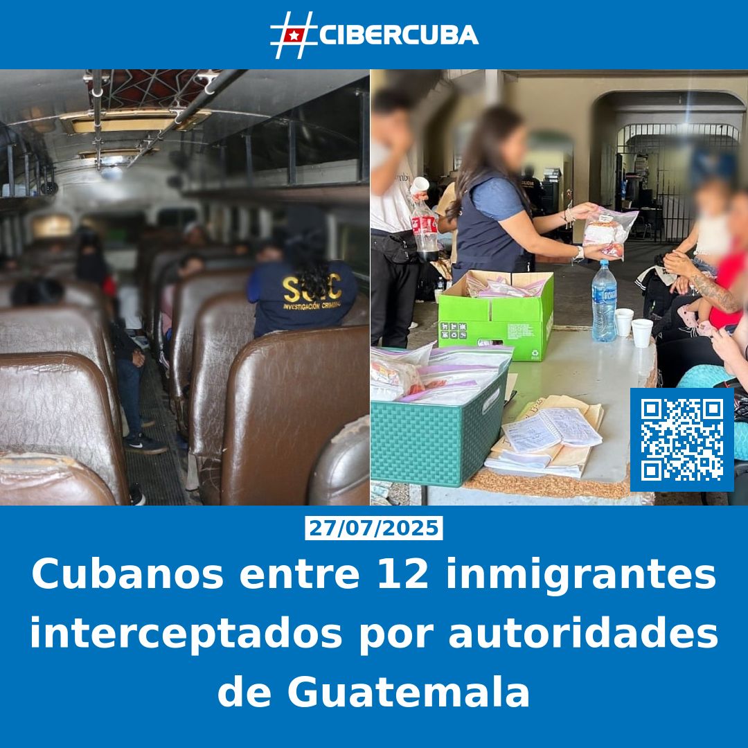 CiberCuba's tweet image. Cubanos entre 12 inmigrantes interceptados por autoridades de Guatemala
Leer más: shrlnk.org/noticias/2025-…