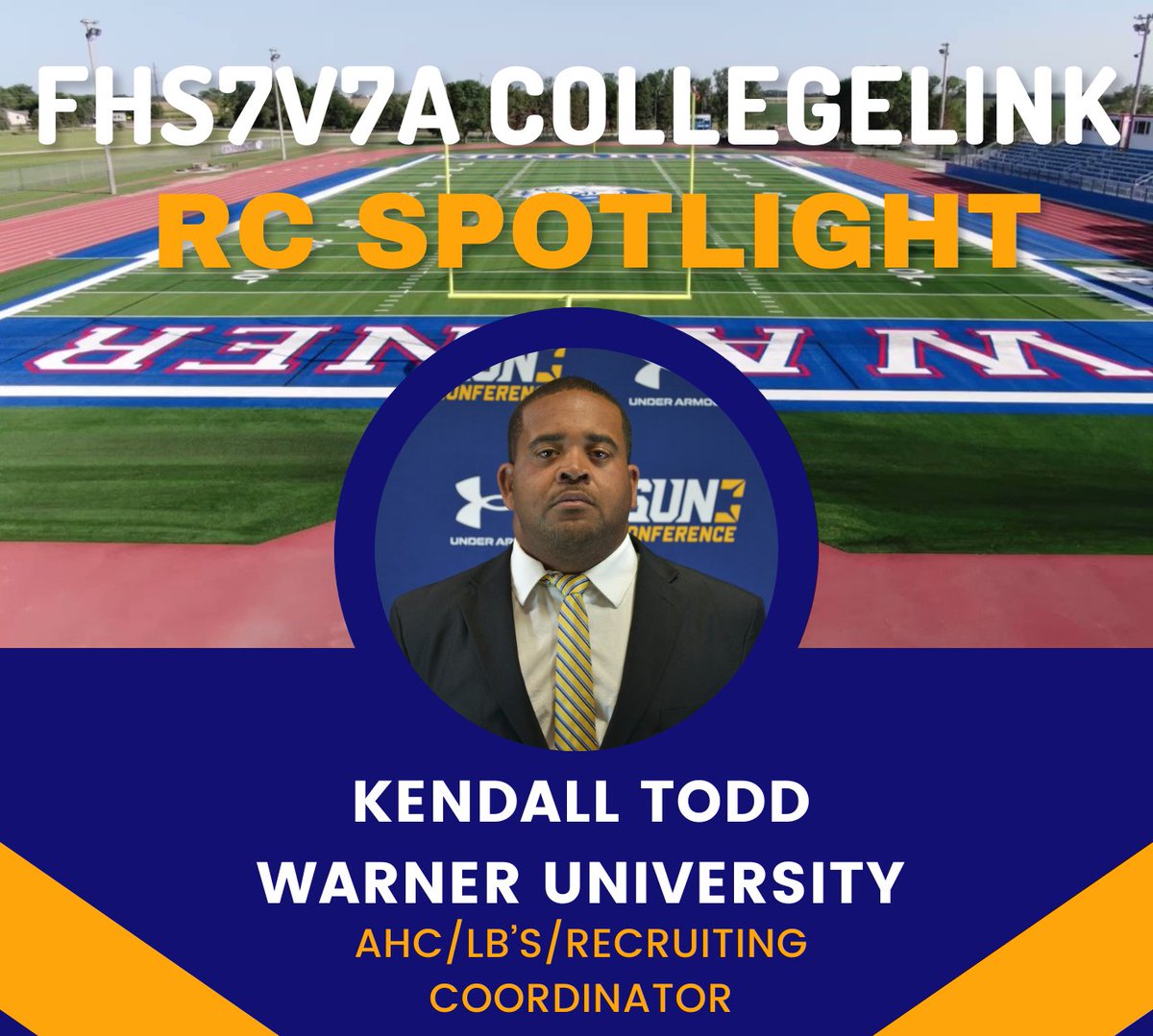 FHS7v7ACollLink's tweet image. College Link Recruiting Coordinator Sunday Spotlight:
Kendall Todd
Warner University
NAIA
Lake Wales, FL
X: @CoachKendallTod
Link To Recruiting Questionnaire: apply.warner.edu/register/?id=c…
More Information on Coach Todd and @WarnerUFootball can be found at:…
