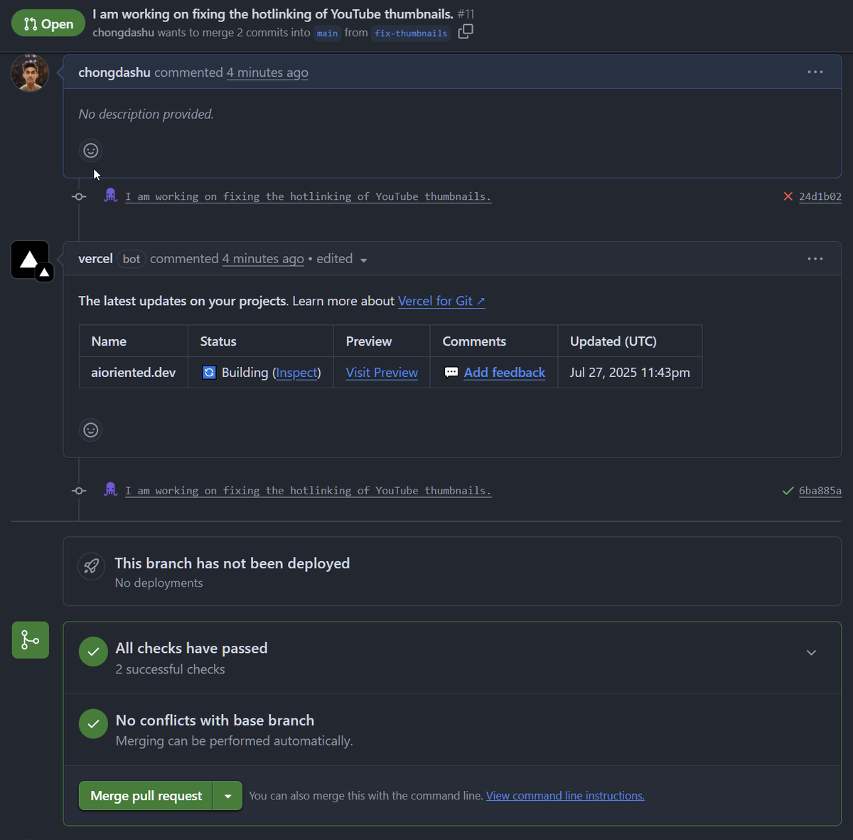 chongdashu's tweet image. Thanks @julesagent for fixing the loading of thumbnails on my site (while I was busy working on other things)
