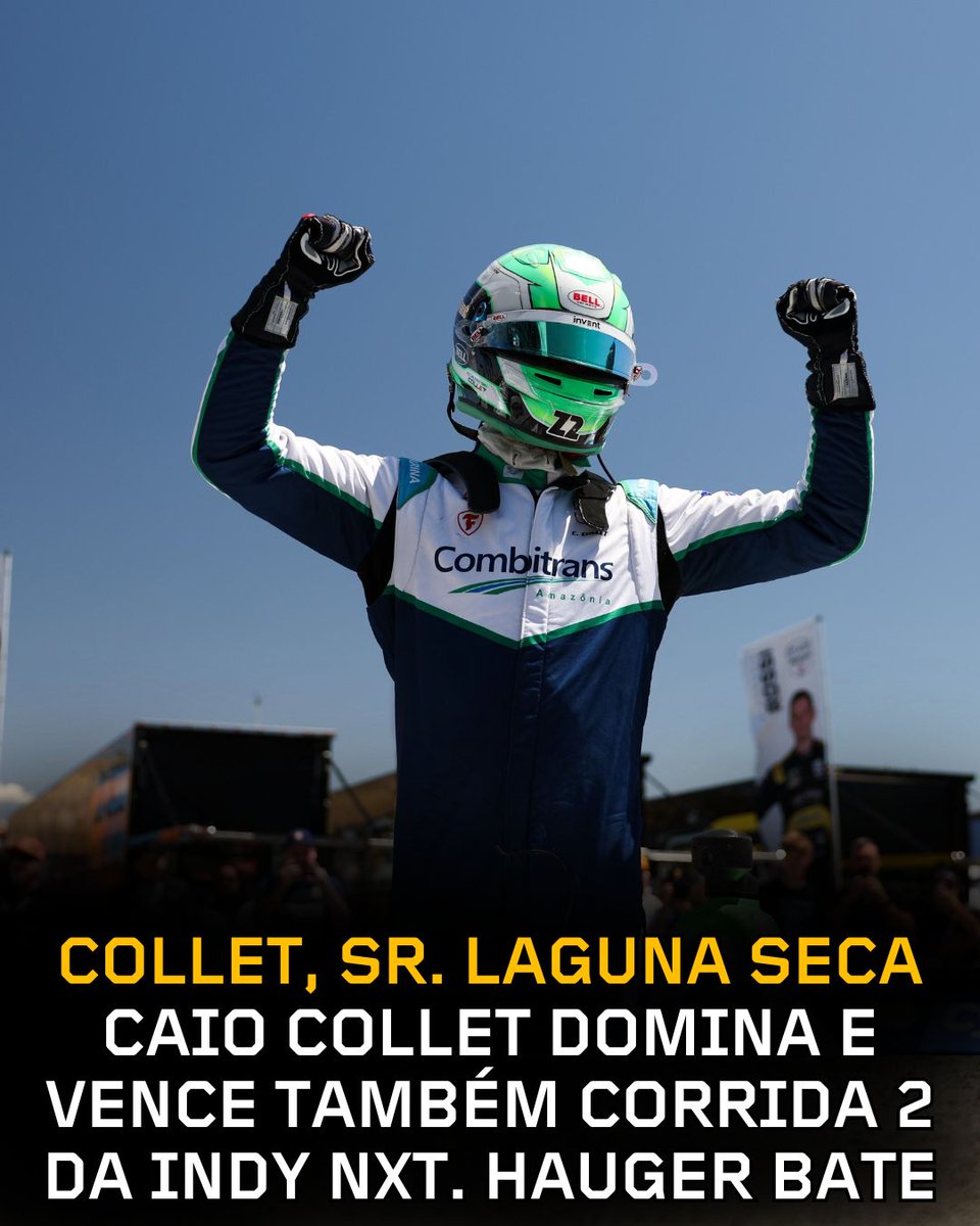 FormulaIndy's tweet image. É DO BRASIL! OUTRA VEZ!
Caio Collet fez duas poles e também venceu por duas vezes em Laguna Seca. Deu um show neste domingo e superou Josh Pierson e Callum Hedge.
Dennis Hauger, líder do campeonato, bateu com Lochie Hughes — ambos abandonaram a prova.
#FormulaIndy